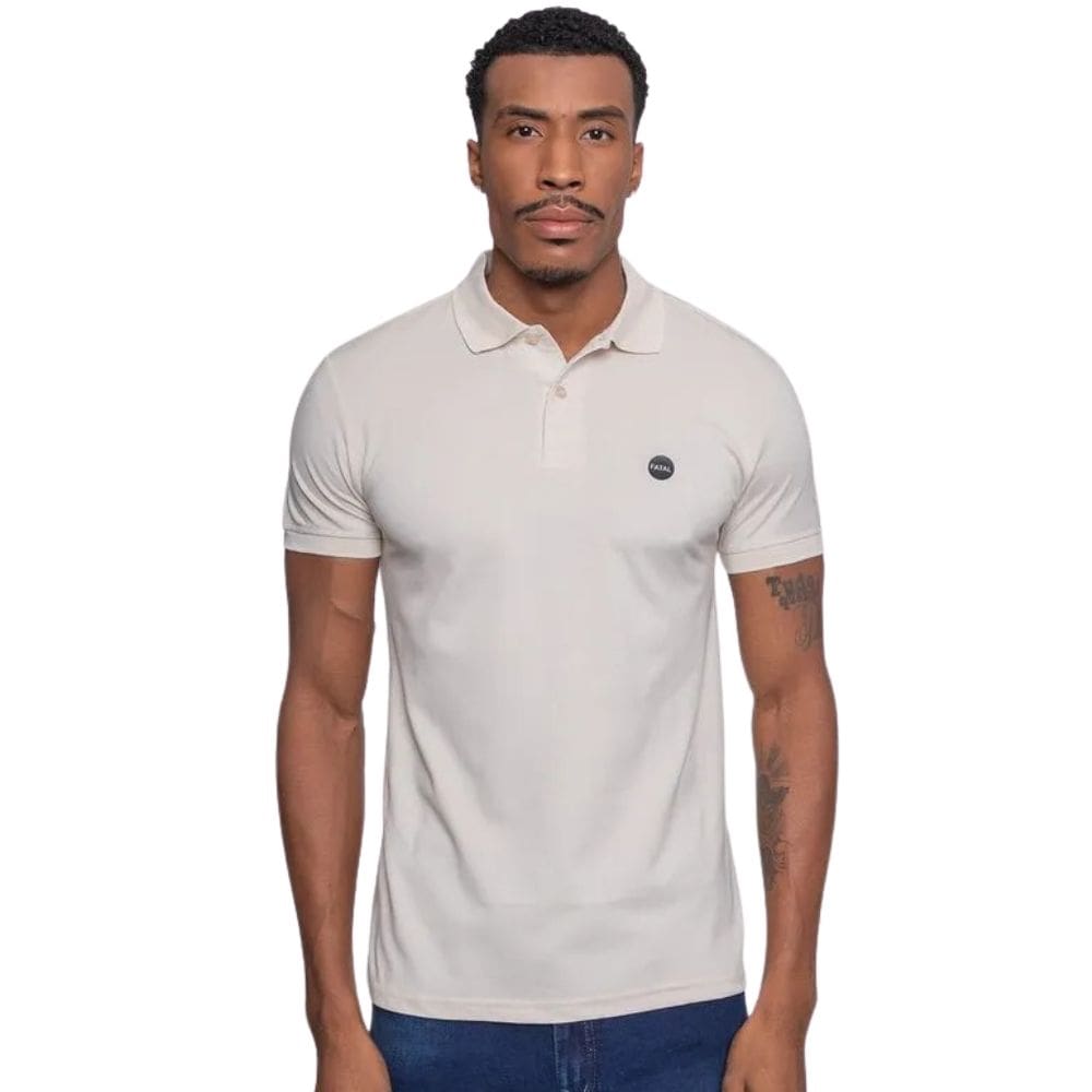 Camisa Polo Masculina Fatal Piquet Bege Areia 29524
