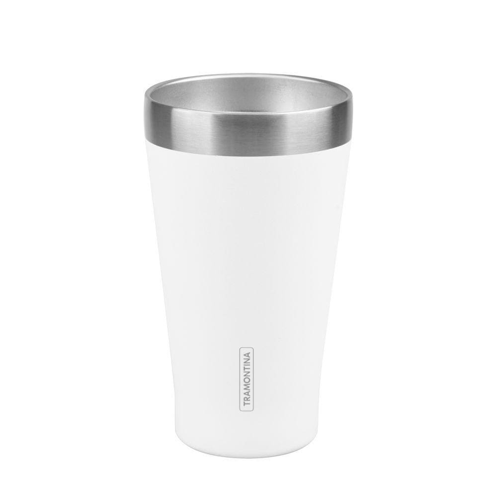 Copo Térmico Tramontina Exata Em Aço Inox Branco Sem Tampa 550 Ml