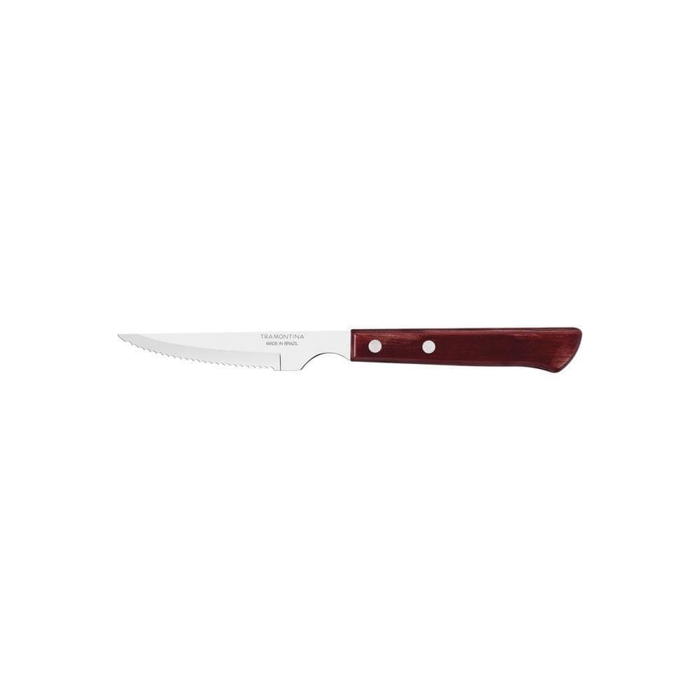 Faca Para Churrasco Tramontina Com Lamina Em Aço Inox E Cabo Em Madeira Polywood Vermelho 4"