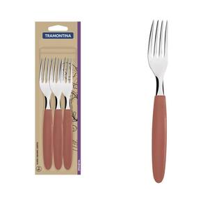 Garfos De Mesa Tramontina Ipanema Com Laminas De Aço Inox E Cabos De Polipropileno Goiaba 3 Peças