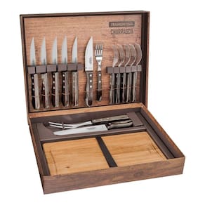 Kit Para Churrasco Tramontina Com Laminas Em Aço Inox E Cabos Em Madeira Polywood Castanho 15 Peças