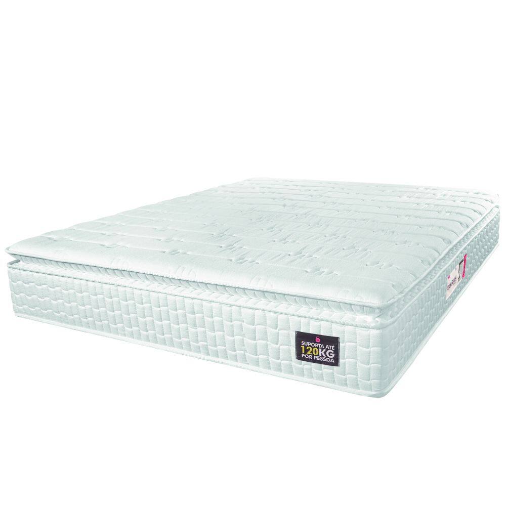 Colchão Casal Queen Espuma D33 Pillow Top Van Gogh 158x198x29cm Branco Hellen - Suporta Até 120 Kg Por Pessoa