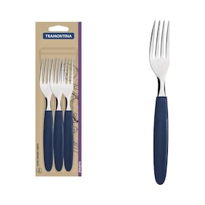 Garfos De Mesa Tramontina Ipanema Com Laminas Em Aço Inox E Cabos De Polipropileno Azul 3 Peças