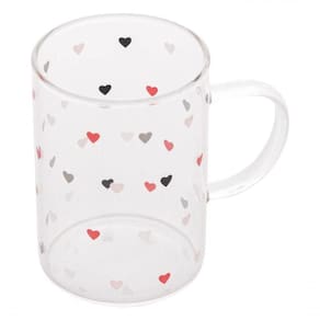 Xícara Caneca De Vidro Corações Love 200 Ml - Lyor