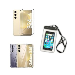 Kit Capa a Prova D`água Samsung Galaxy S24 + Capa + Película De Vidro 3D