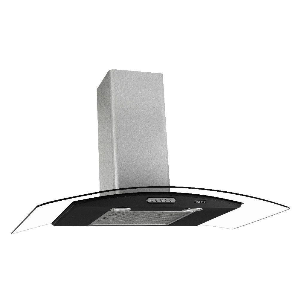Coifa De Parede 90cm Vidro Curvo Terim Black Inox 220V
