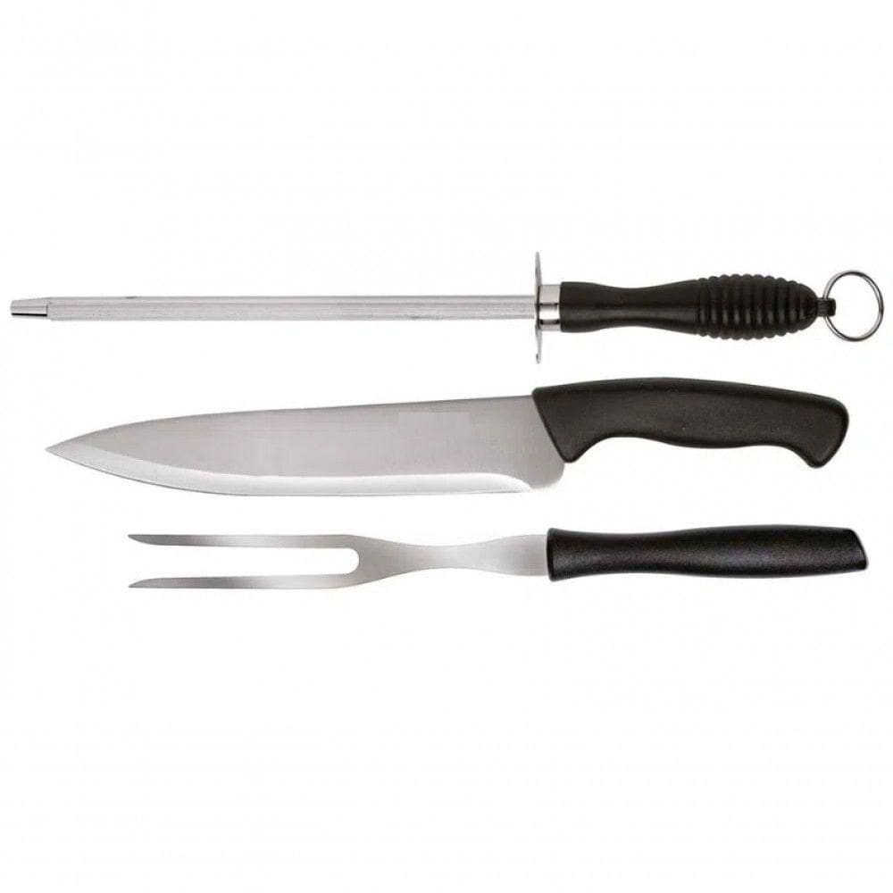Kit Para Churrasco 3 Peças Style Cabo Preto - Wellhome