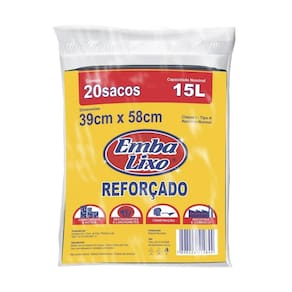 Saco para Lixo Embalixo Rolo Reforçado 15 Litros - 20 Pacotes com 25 Unidades