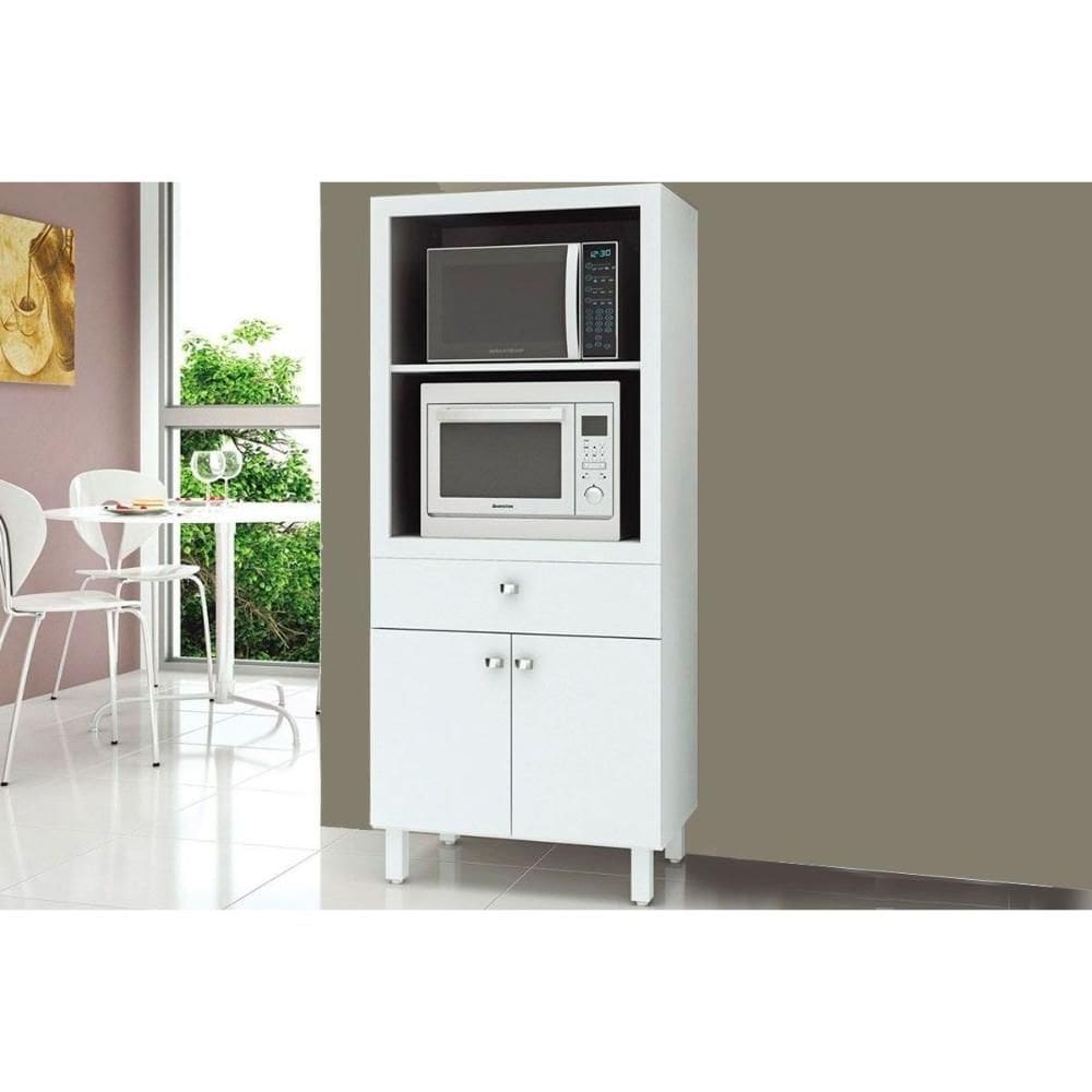 Paneleiro de Cozinha BL3305 c/ 2 Portas 1 Gaveta e 2 Nichos p/ Forno 68cm Branco - Tecno Mobili