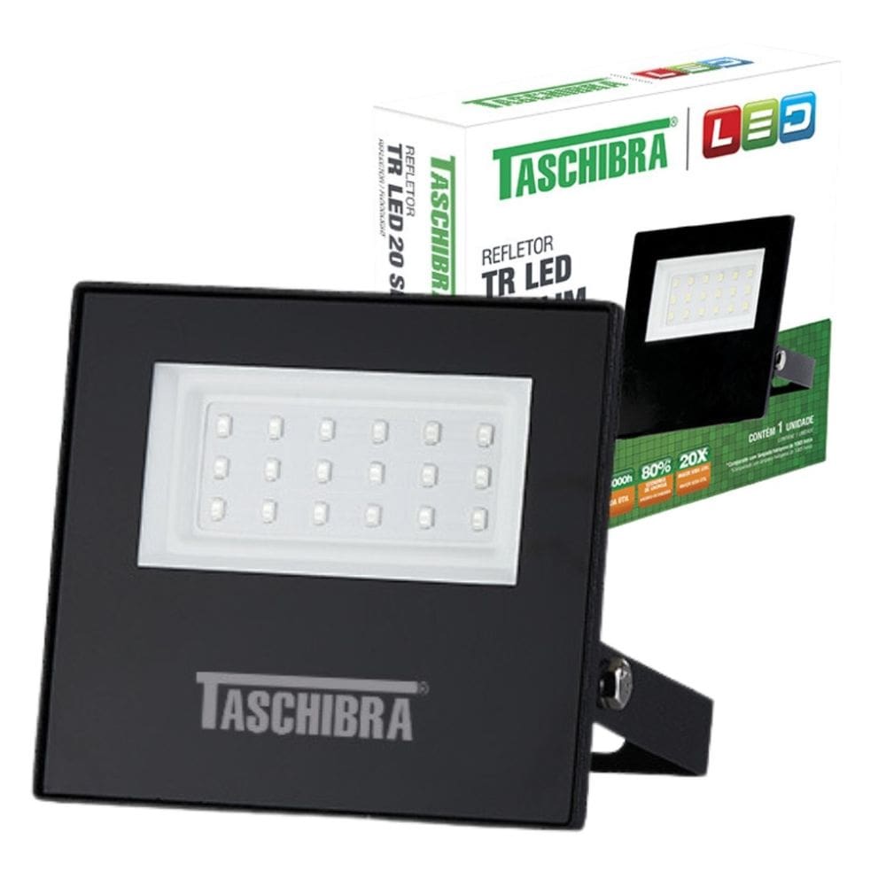 Refletor Tr Led 20W Slim 6500K Preto Taschibra