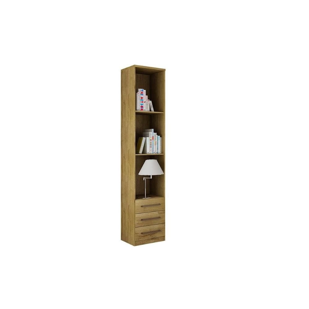 Modulado de Quarto Armário Mesa de Cabeceira Gold Bari c/ 3 Gavetas Freijo Cumaru - Novo Horizonte