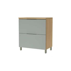 Armário de Cozinha Modulado Balcão Marquesa 1 Porta e 1 Gaveta c/ Tampo 80cm Nature/Verde - Nesher