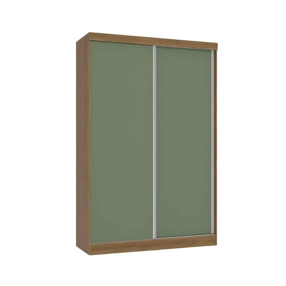 Guarda Roupa Solteiro 2 Portas de Correr e 2 Gavetas N571 Flex Nogueira/Nogueira ou Verde - Kappesberg