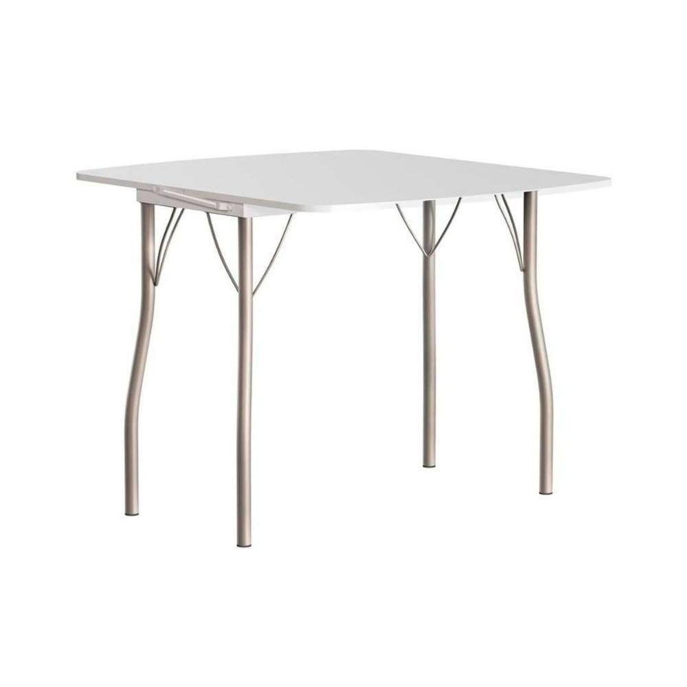 Mesa para Cozinha Dobrável - 216 Prata/Courino Branco - Carraro