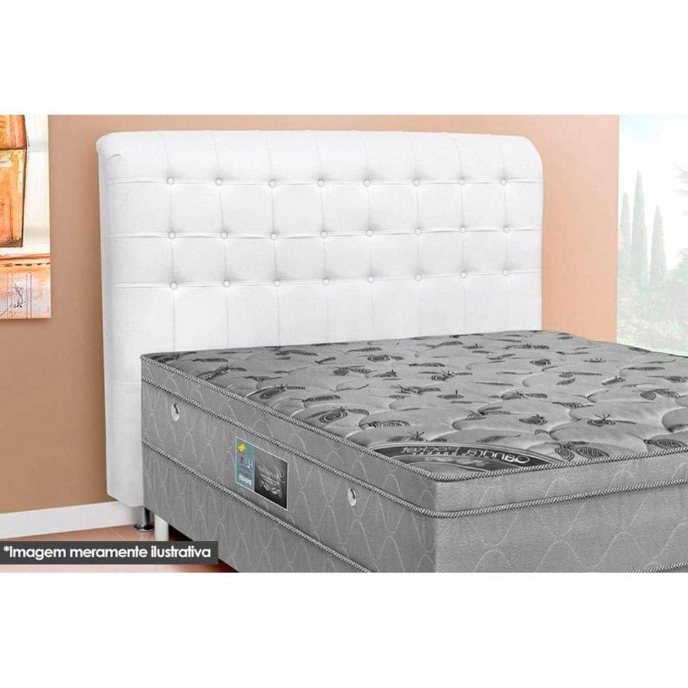 Cabeceira Cama Box Estofada Casal Dama Plus Courano Branco - Simbal