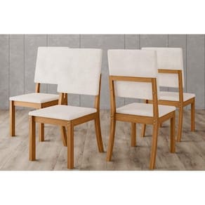 Cadeira de Cozinha Milla Kit 4 Un Nature/Veludo Light Linho - Henn