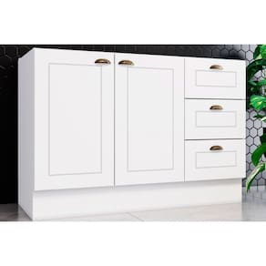 Gabinete p/Pia Cozinha Balcão Americana 2 Portas e 3 Gavetas 120cm S/tampo Branco - Henn