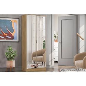 Armário Sapateira Quarto Grife c/ 2 Portas c/ Espelho e 1 Gaveta Amêndola Touch - Demóbile