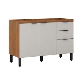 Balcão de Cozinha Modulado Firenze 3 Portas e 2 Gaveta s/ Tampo p/Pia 120cm Amendola/Nude Prime TX - Demóbile