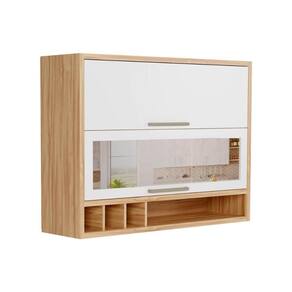 Armário de Cozinha Modulado Syrah Adega 2 Portas (1 c/ Vidro Reflecta) 120cm Amendoa/Branco - Ronipa