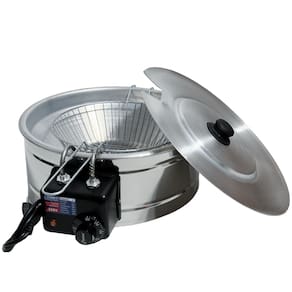 Fritadeira Elétrica Industrial Tacho Redondo 5L c/ Tampa - 110V - Frituras, pastéis, coxinhas, kibes, frango frito - Fritadeira com Tampa