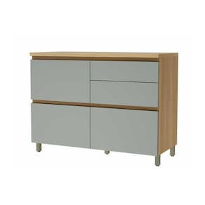 Gabinete p/Pia Cozinha Balcão Rainha 1Porta Basculante e 4Gaveta c/Tampo 120 cm Nature/Verde - Nesher