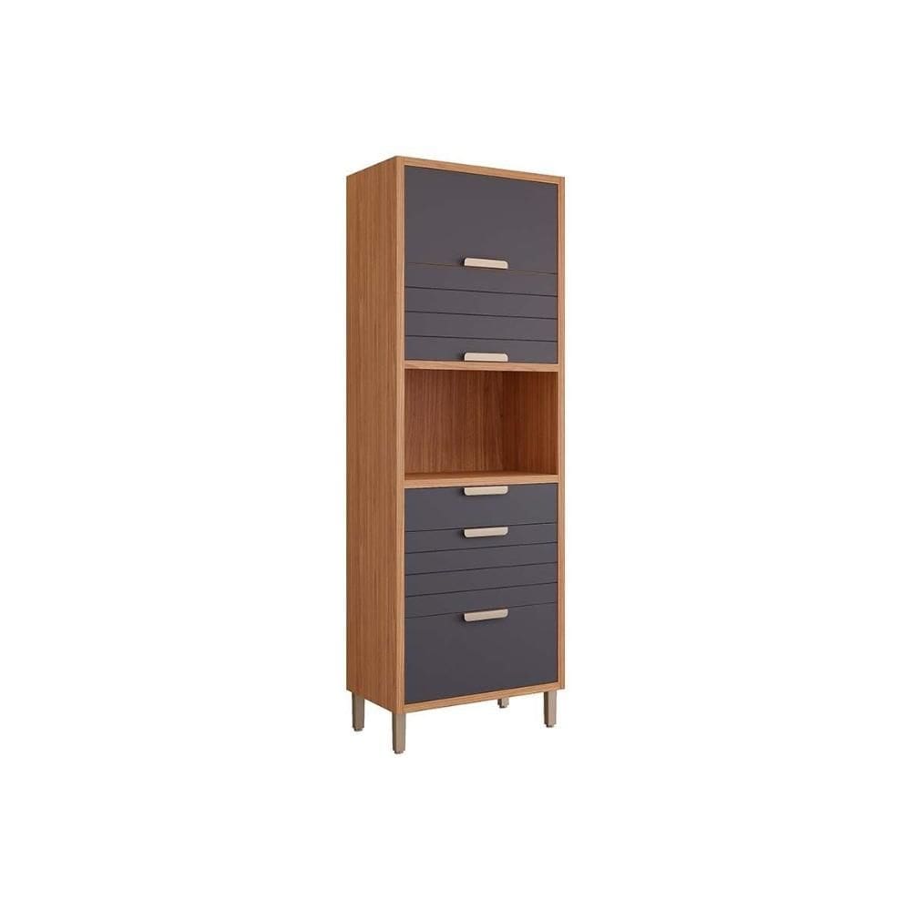 Módulo Cozinha MGM Eloise Paneleiro 1 Forno c/2 Gavetas e 3 Portas Basculantes Riscadas 70 cm Freijo/Titanium-MGM