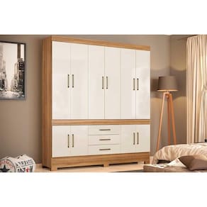 Guarda Roupa Casal 10 Portas e 3 Gavetas New Murano Amêndola/Off White - Demóbile