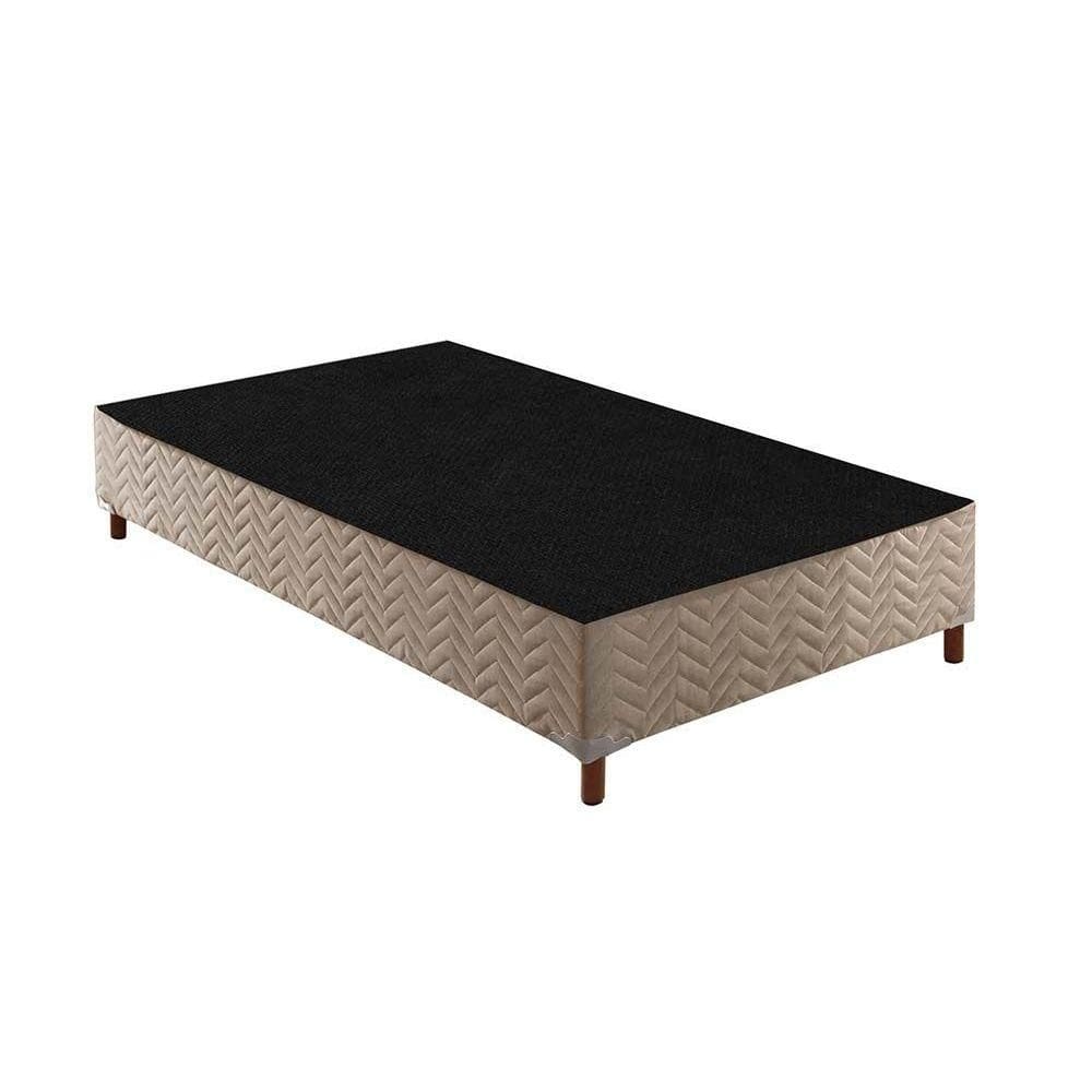 Cama Box Base Solteiro Sommier Rústico Bordado Clean (88x188x20) - Paropas
