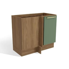 Balcão de Cozinha Modulado Canto Reto Botanic M625 c/ 1 Porta 98cm Nogueira/Verde Oliva - Kappesberg