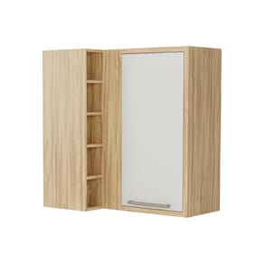 Armário Aéreo Cozinha Modulado Canto Syrah 1 Porta e 5 Nichos 88cm Amendoa/Off White - Ronipa