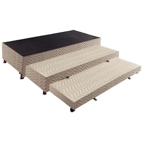 Cama Box Base c/Auxiliar Solteiro Universal Rústico Bordado Clean (88x188x32) - Paropas