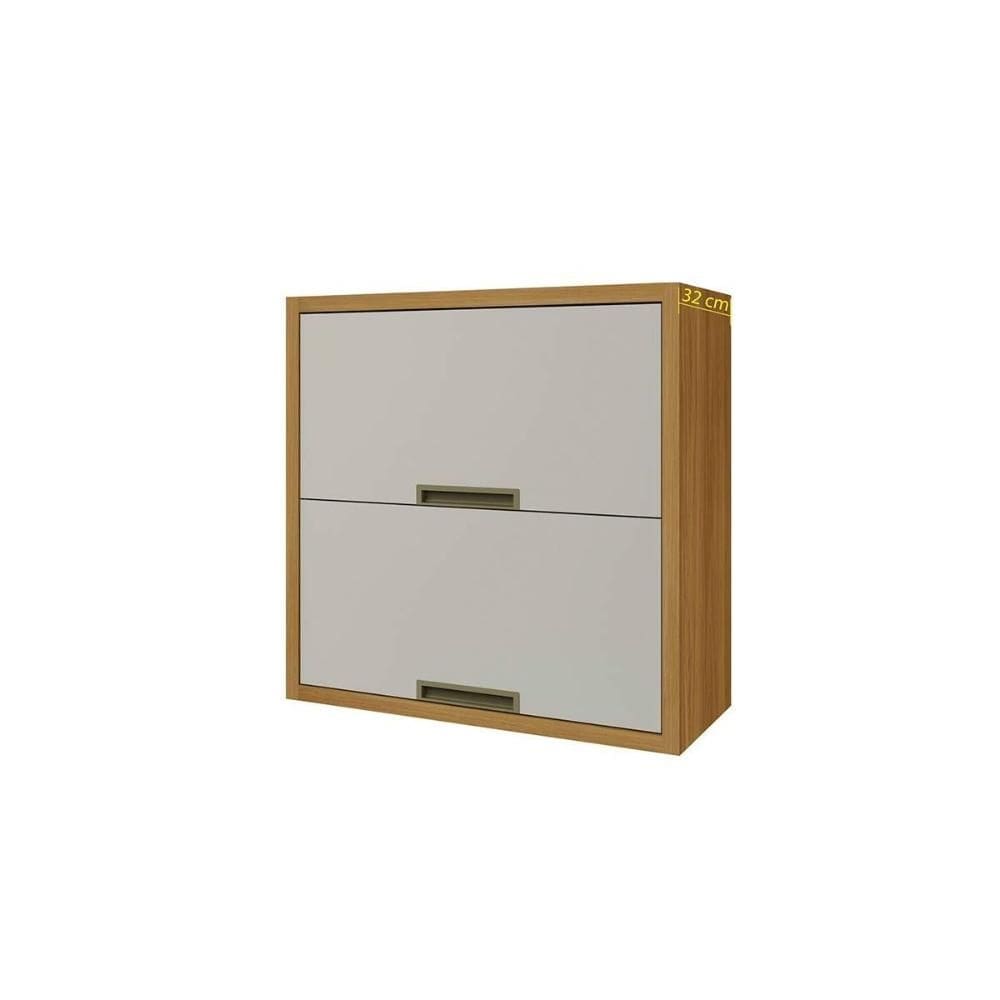 Armário Aéreo Cozinha Modulado Imperatriz c/ 2 Portas 80cm Freijo/Off White - Nesher