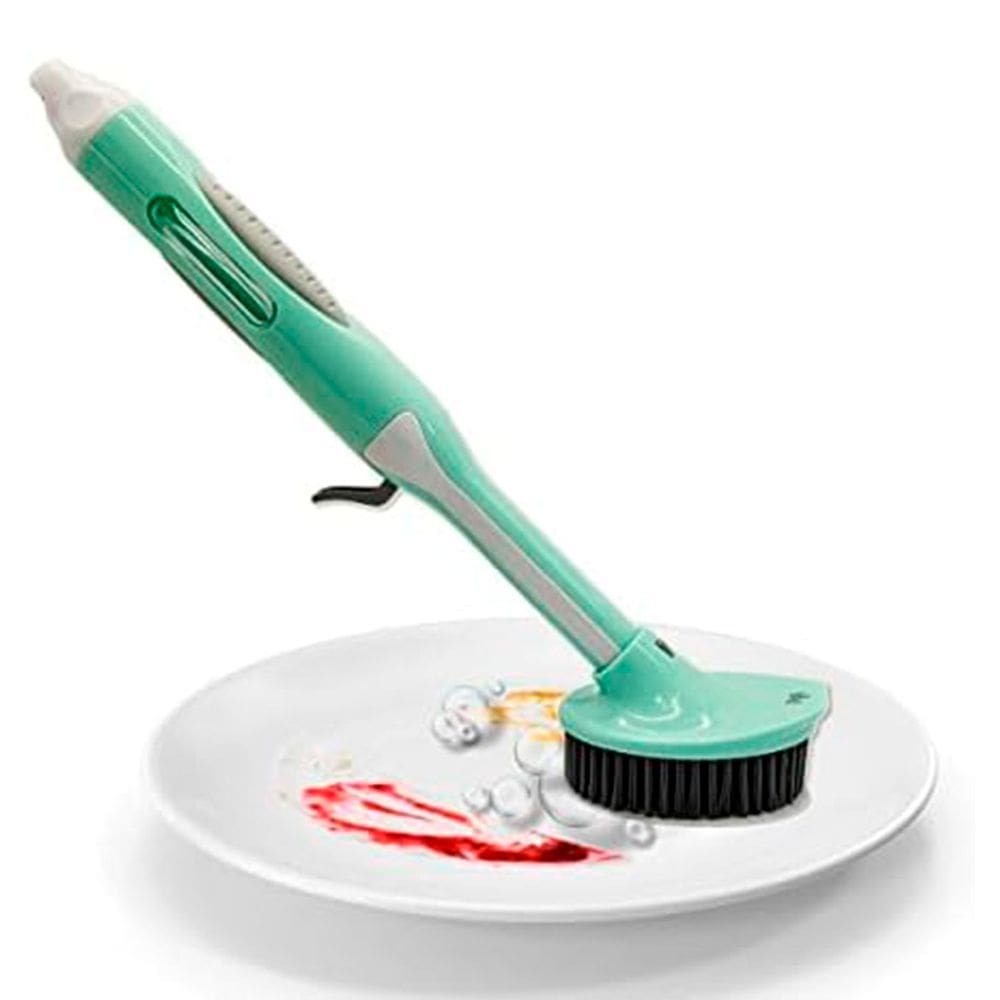 Escova de Limpeza Lava Louça Tênis Roupa Uso Geral 2em1 C/ Reservatório e Dispenser de Detergente