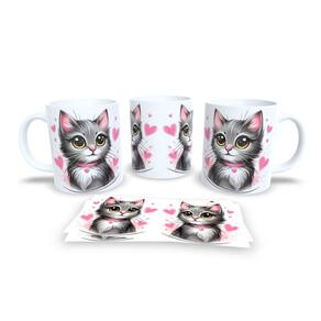 Caneca Cerâmica Personalizada Gato / Gatinho Cinza - Modelo 785270