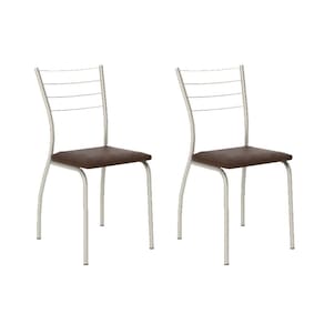 Kit 2 Cadeiras Sala Jantar 1700 2 Un Prata - Assento Courano Cacau - Carraro