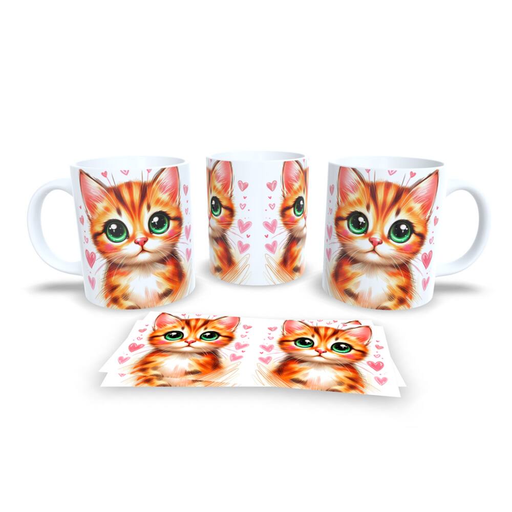 Caneca Cerâmica Personalizada Gato / Gatinho Laranja - Modelo 785279