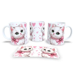 Caneca Cerâmica Personalizada Gato / Gatinho Branco - Modelo 785263