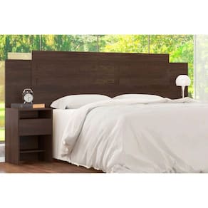 Cabeceira Cama Box Madeirado Casal Triunfo c/ 2 Mesas e 2 Gavetas Ébano Touch - Demóbile