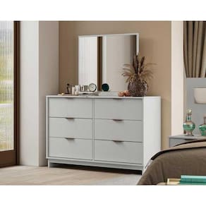 Cômoda de Quarto 1160 c/ 6 Gavetas e Espelho Branco - Carraro
