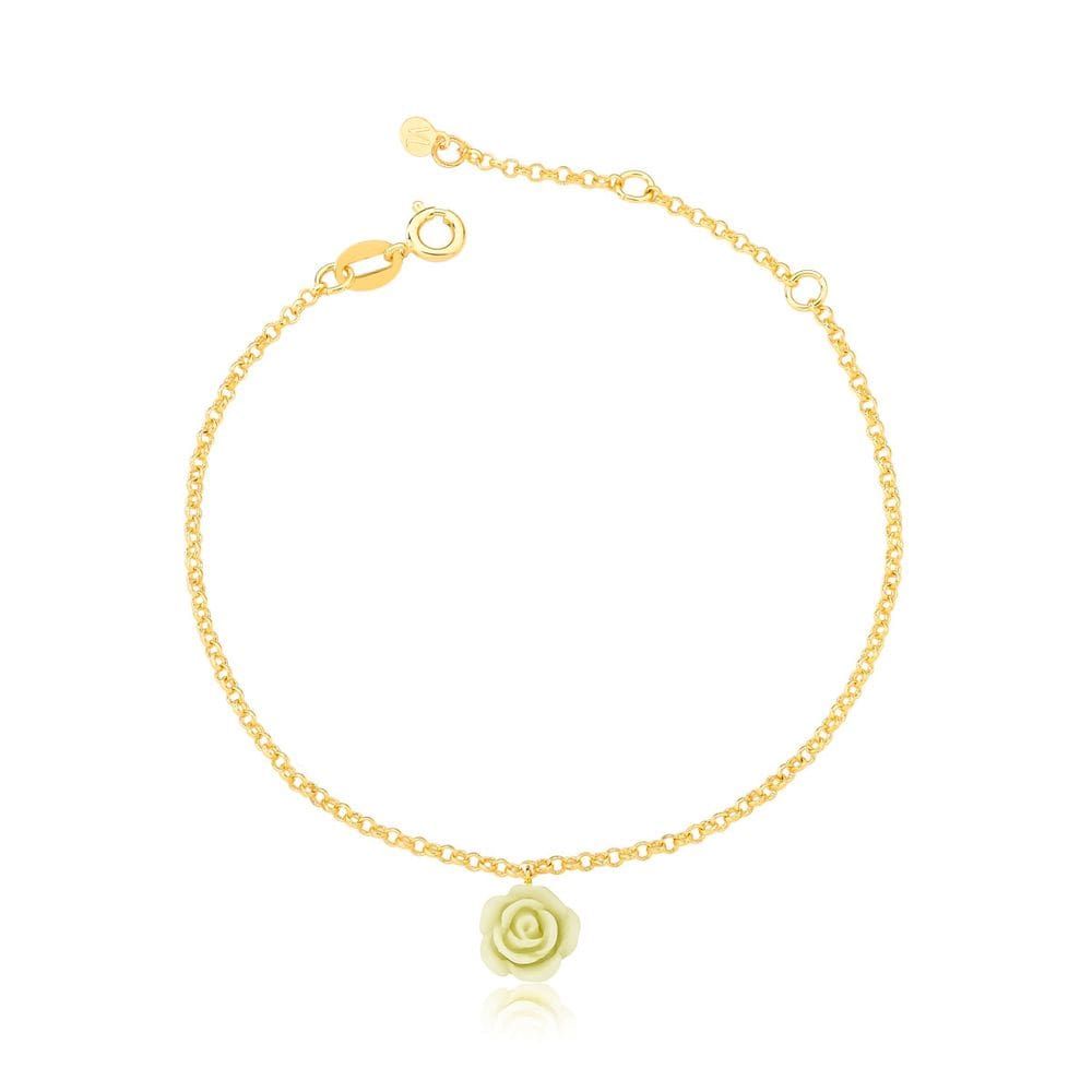 Pulseira Florzinha Off White Revestida em Ouro