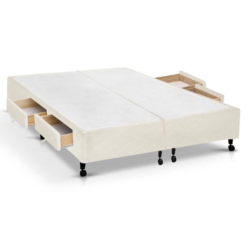 Cama Box Base c/ Gavetas Queen Poli Tecido Clean (158x198x27-c/4 Gavs) - Castor