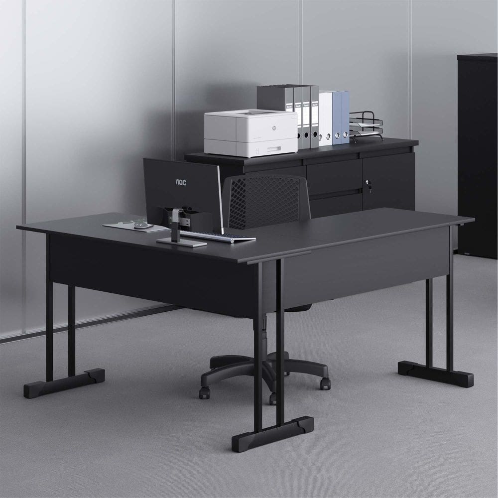 Mesa de Computador em L com Gaveta Lima Preto Onix