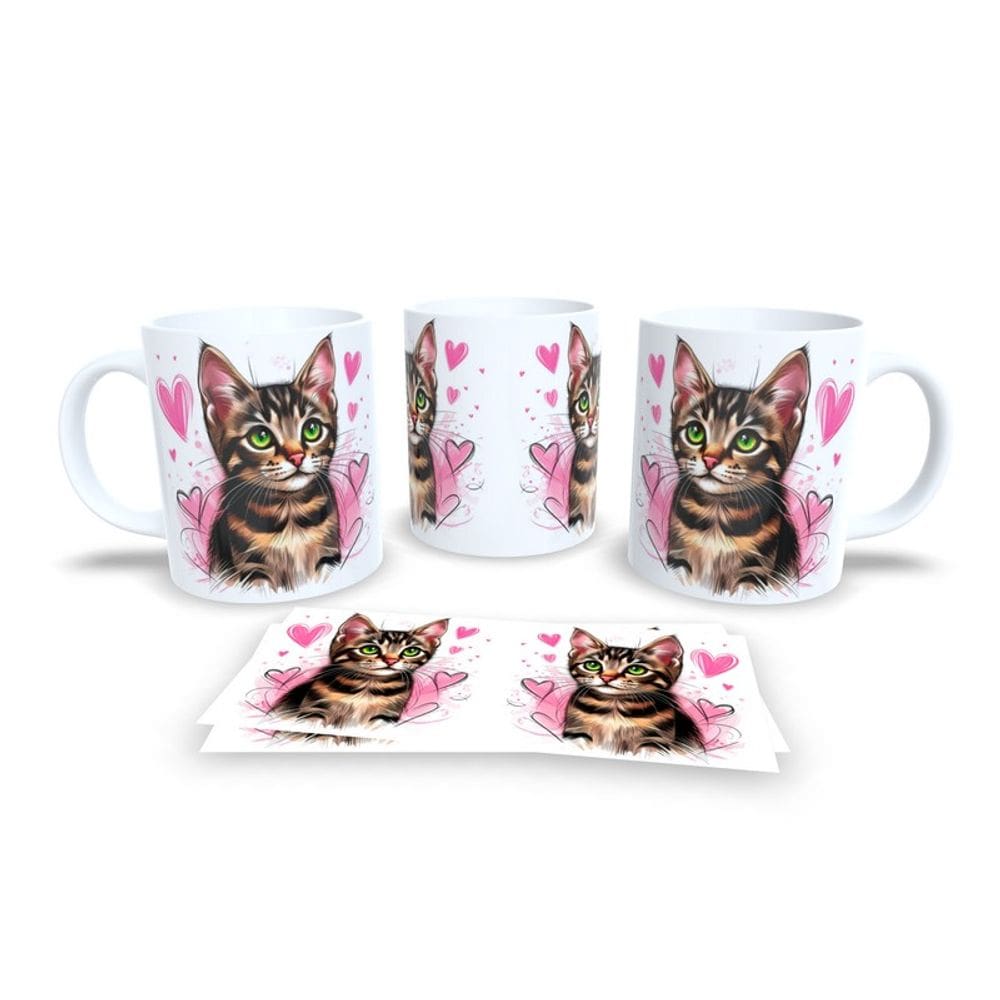 Caneca Cerâmica Personalizada Gato / Gatinho Rajado - Modelo 785301