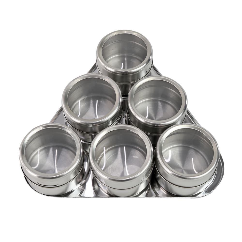 Porta Condimento Inox Magnético Com 6 Porta Tempero