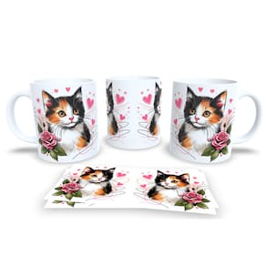 Caneca Cerâmica Personalizada Gato / Gatinho Tricolor - Modelo 785305