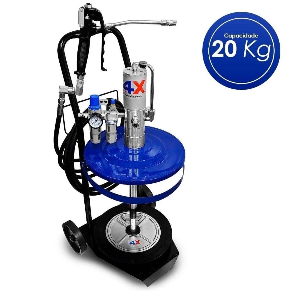 Bomba Propulsora Pneumatica De Graxa Jhf 4X 20 Kg C/Carrinho Tampa 8452