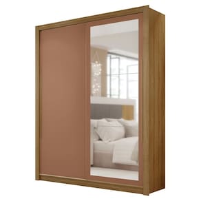 Guarda Roupa Solteiro Flex Com Espelho Dubai Camarim/Alasca - Vila Rica