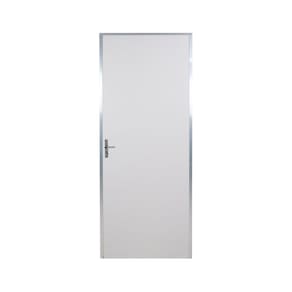 Kit Porta de Madeira Lisa 212x75cm com Batente de Aluminio 3,6cm Ecomadeiral MGM Branca