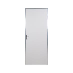 Kit Porta de Madeira Lisa 212x95cm com Batente de Alumínio 3,6cm Ecomadeiral MGM Branca